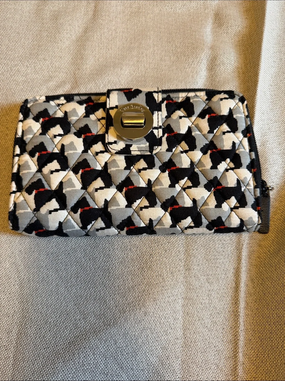 Vera Bradley Quilted Wallet in Black, Gray, White & Red Accents